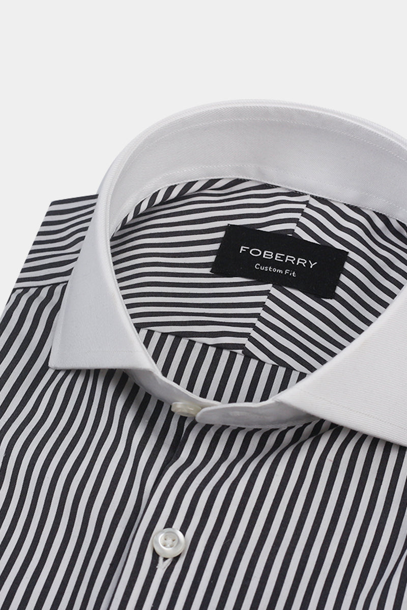 Charcoal Grey Bankers Stripes Shirt