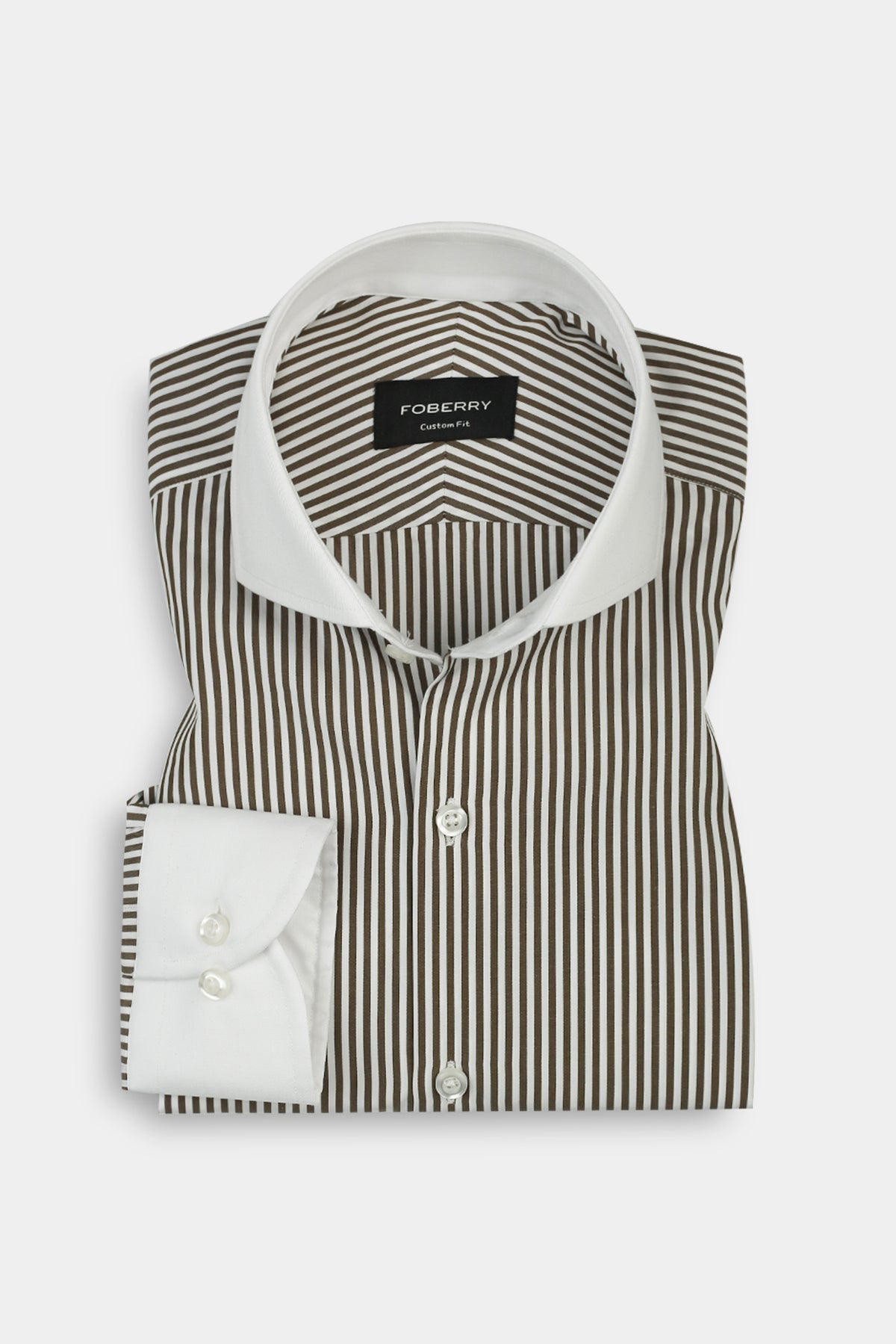 Olive Green Bankers Stripes Shirt