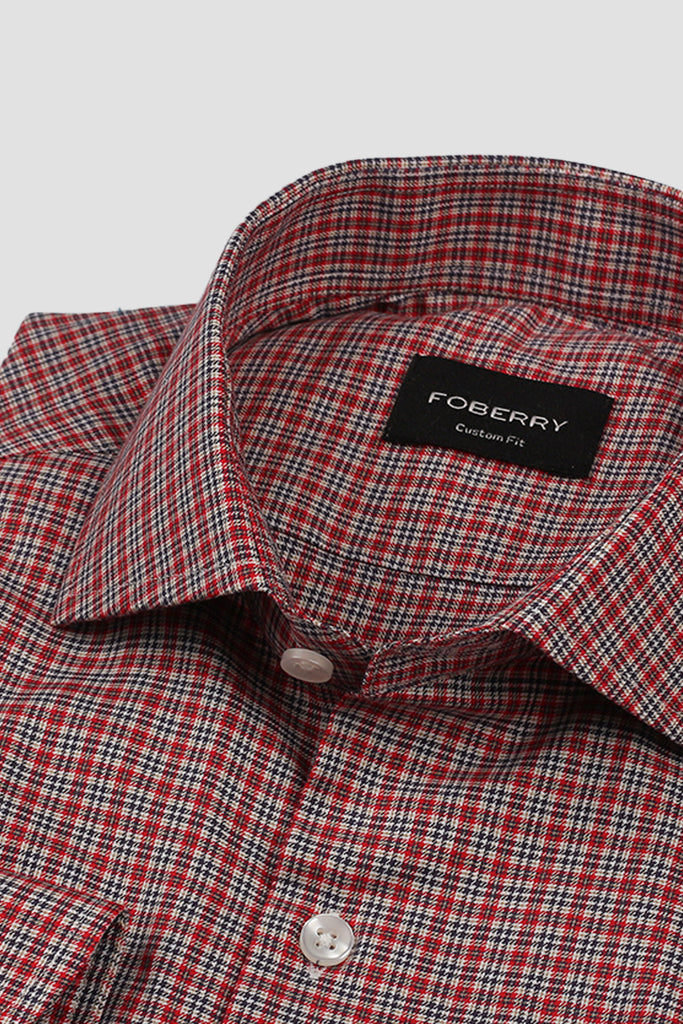 Maroon Black Houndstooth Shirt