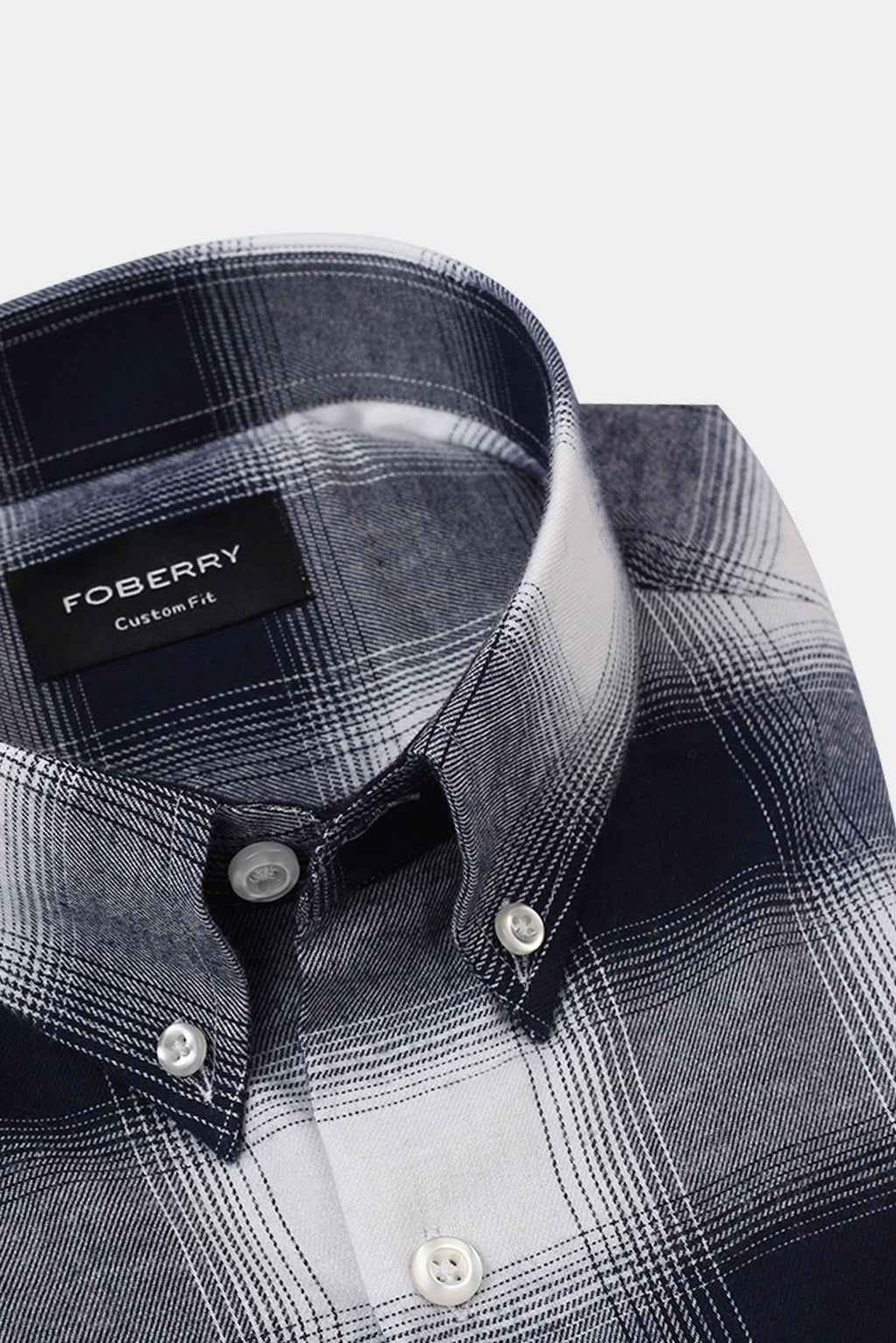 Blue and White Madras Winter Flannel Shirt