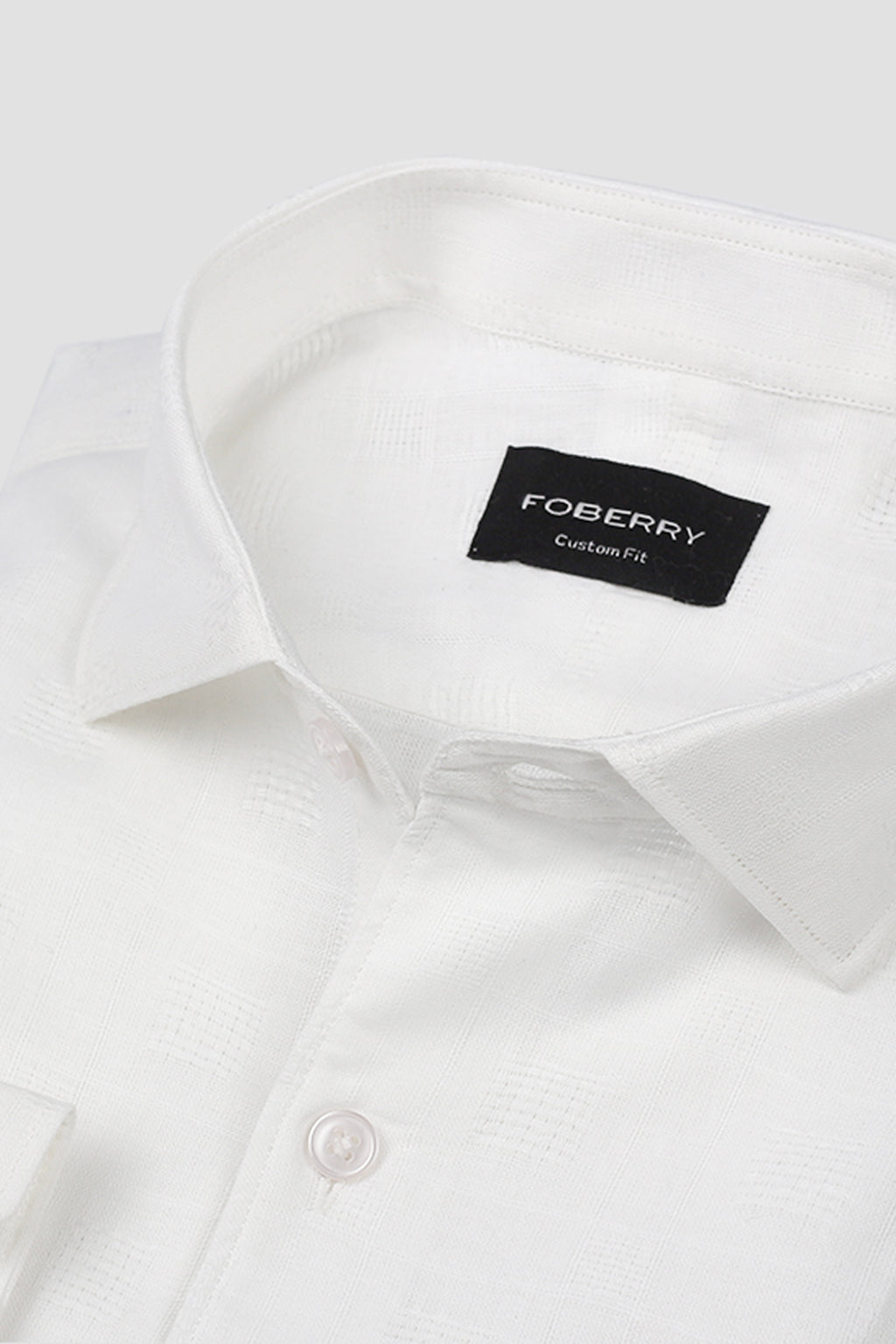 White Linen Patterned Shirt