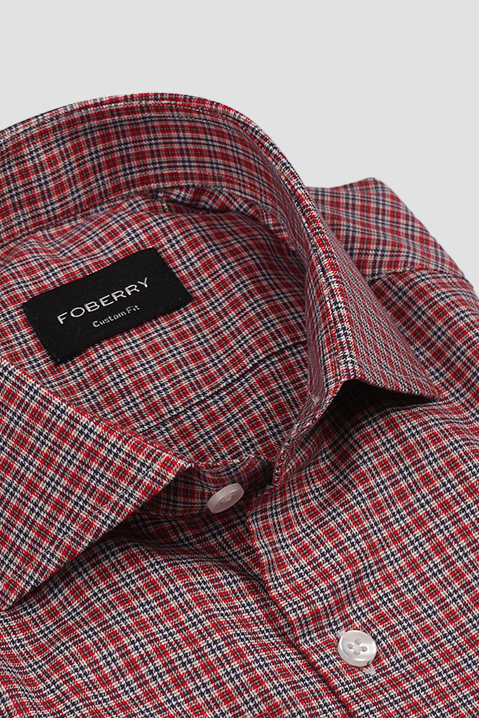 Maroon Black Houndstooth Shirt