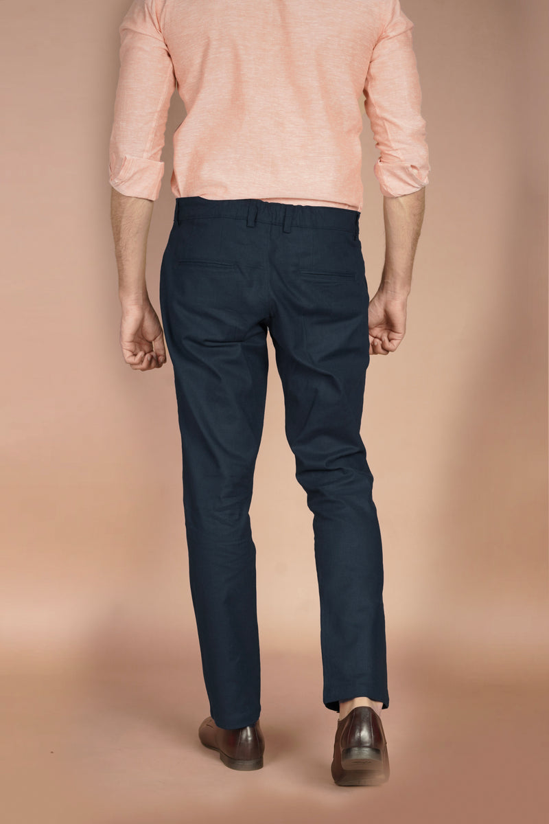 Navy Blue Irish Linen Trousers - Foberry Pakistan