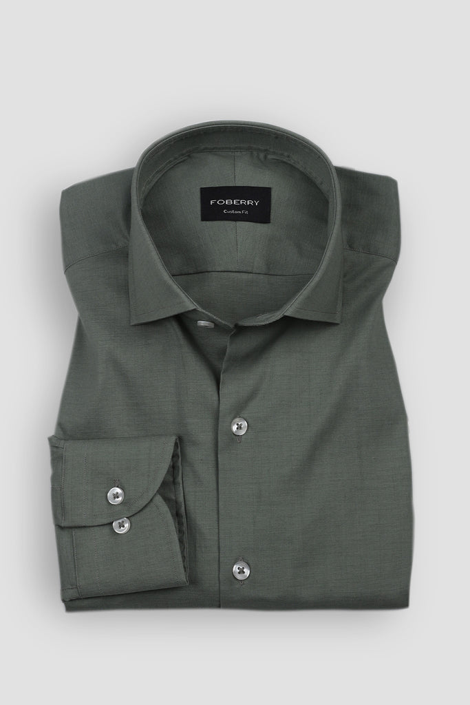Pine Green Stretchable Linen Shirt