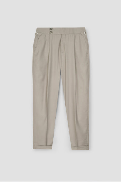 Lime Beige Tropical Wool Blended Dress Pant