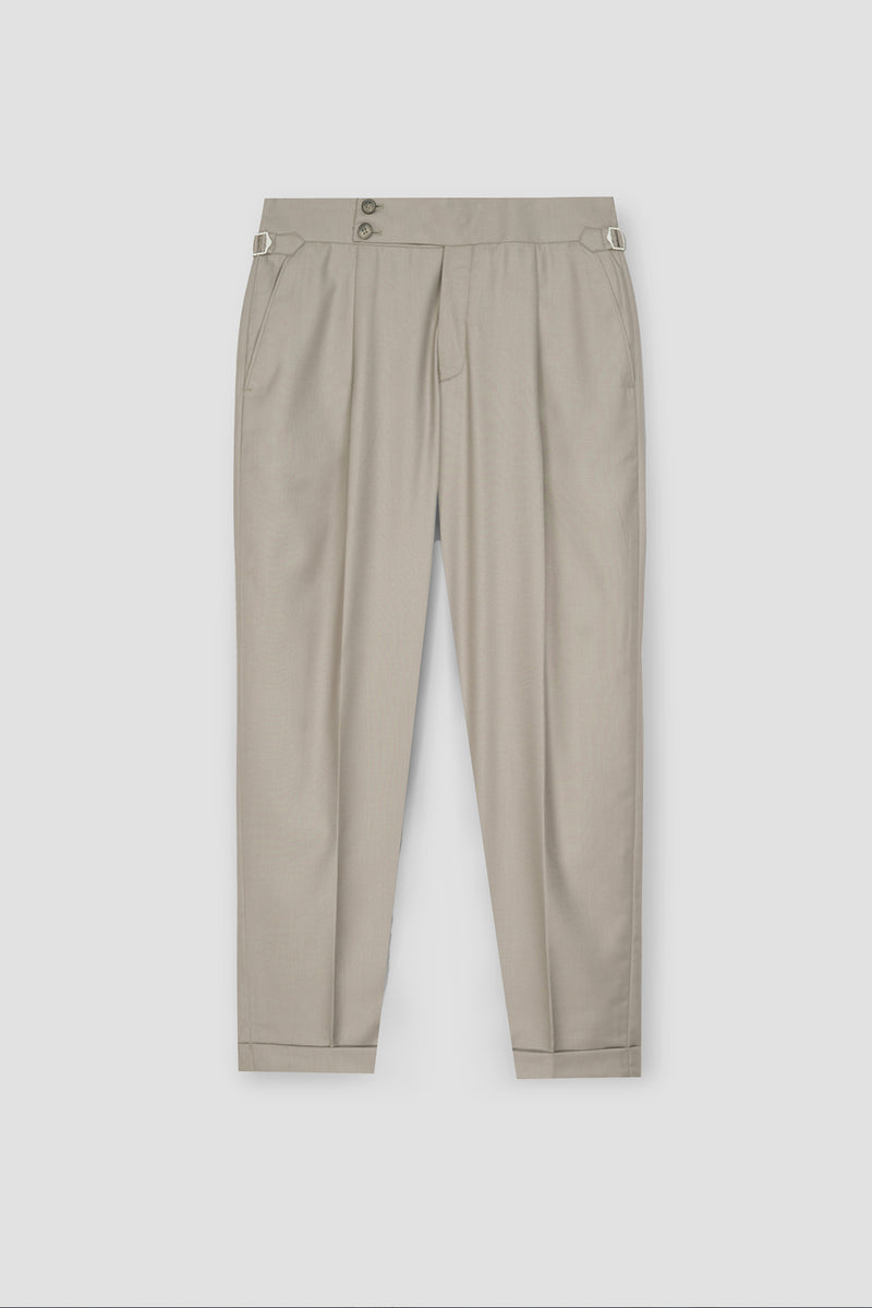 Lime Beige Tropical Wool Blended Dress Pant