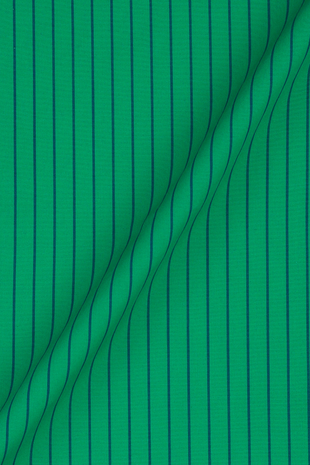 Blue Pinstripes On Green Shirt