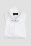 White Twill Pin Collar Shirt - Silver Pin