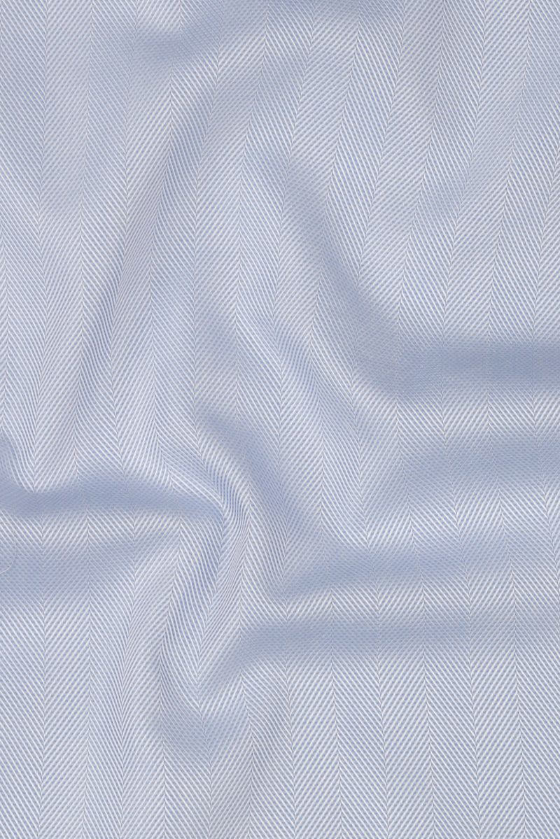 Sky Blue Herringbone Pin Collar Shirt
