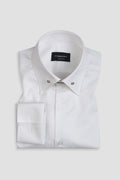 White Twill Pin Collar Shirt - Silver Pin