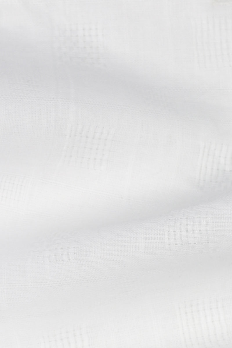 White Linen Patterned Shirt