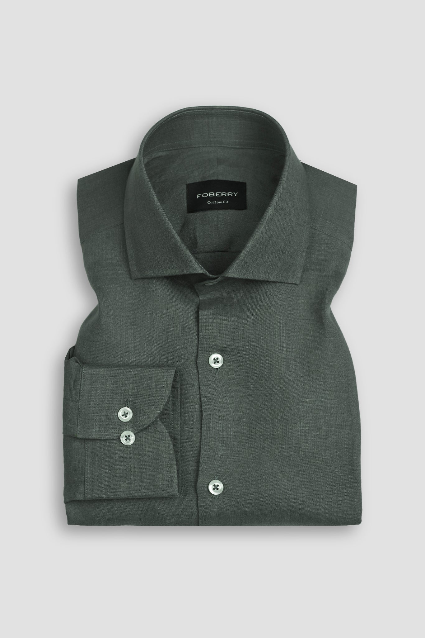 Dark Pine Green Irish Linen Shirt