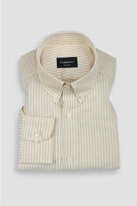 Tan Linen Candy Stripes Shirt