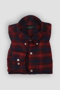 Maroon blue Buffalo Check Winter Flannel Shirt