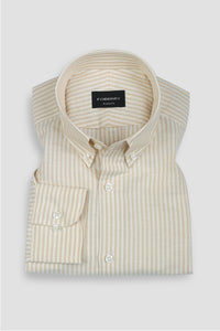 Tan Linen Candy Stripes Shirt