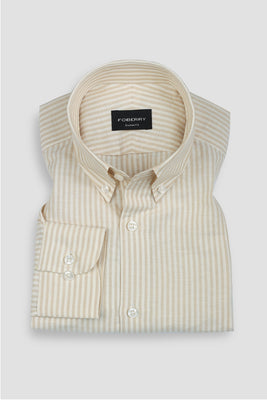 Tan Linen Candy Stripes Shirt