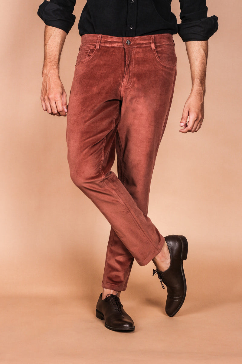 Mountain Brown Five Pocket Corduroy Trouser - Foberry Pakistan