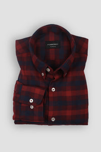 Maroon blue Buffalo Check Winter Flannel Shirt