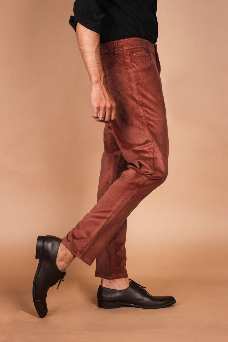 Mountain Brown Five Pocket Corduroy Trouser - Foberry Pakistan