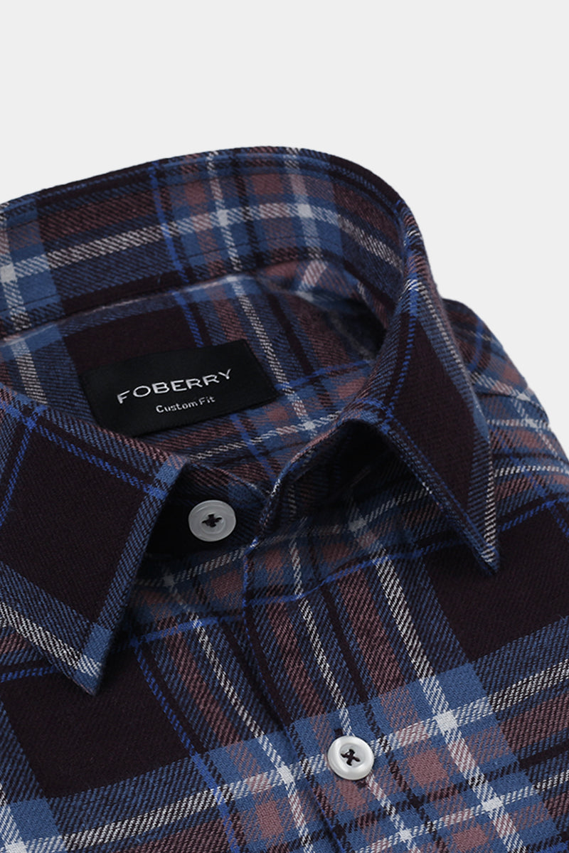 Brown & Blue Tartan Winter Flannel Shirt