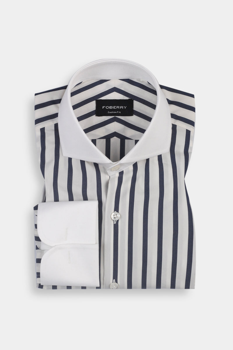 Bold Midnight Blue Striped Shirt