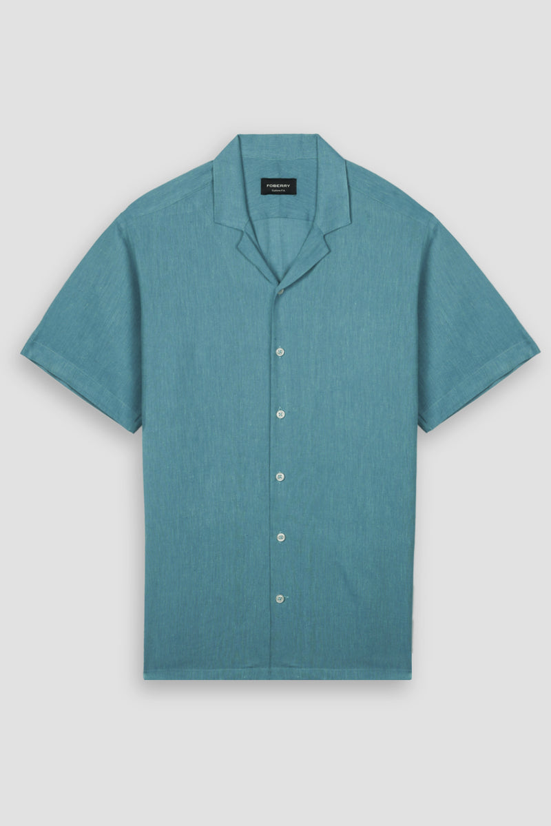 Cerulean Blue Irish linen - Safari Shirt