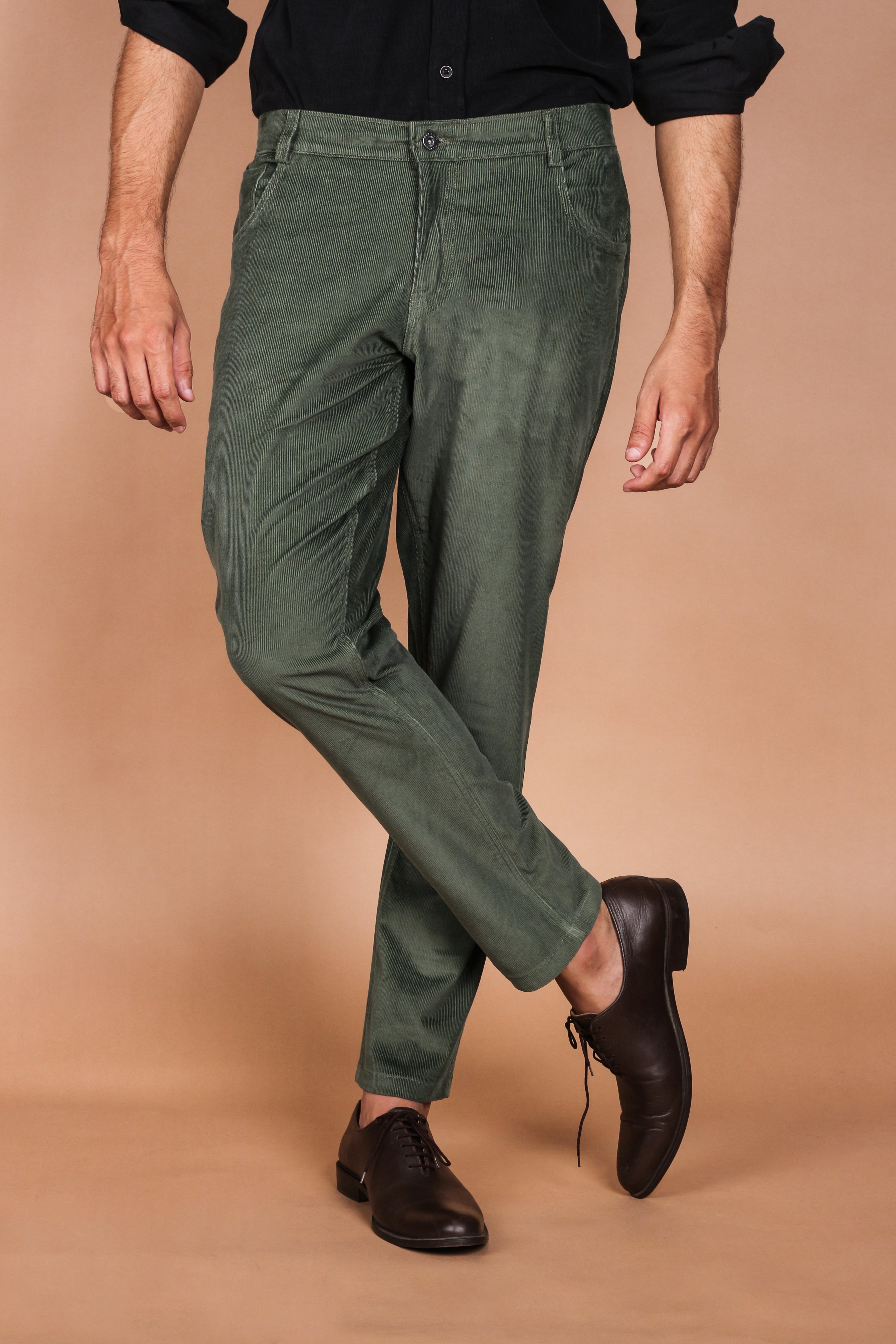 Seaweed Green Five Pocket Corduroy Trouser - Foberry Pakistan