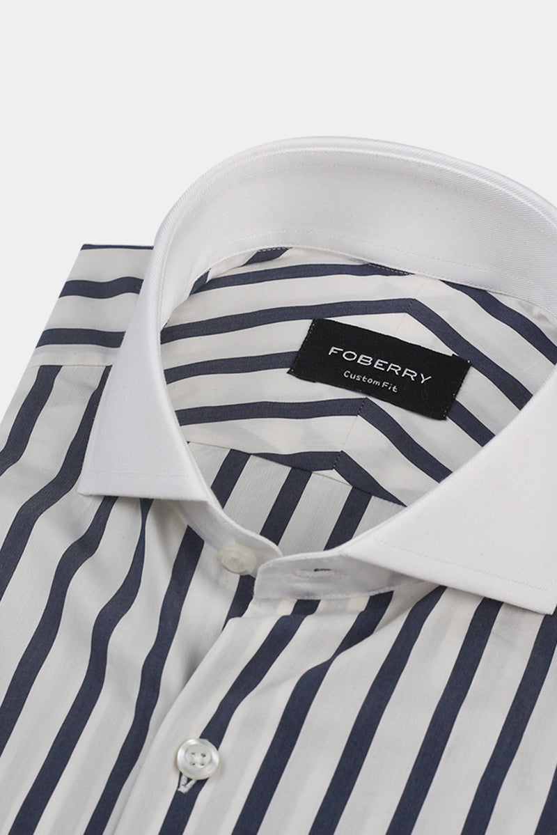 Bold Midnight Blue Striped Shirt