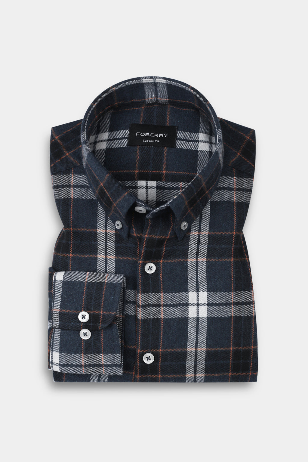 Orange Midnight Blue Tartan Winter Flannel Shirt