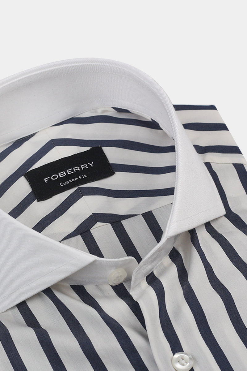 Bold Midnight Blue Striped Shirt