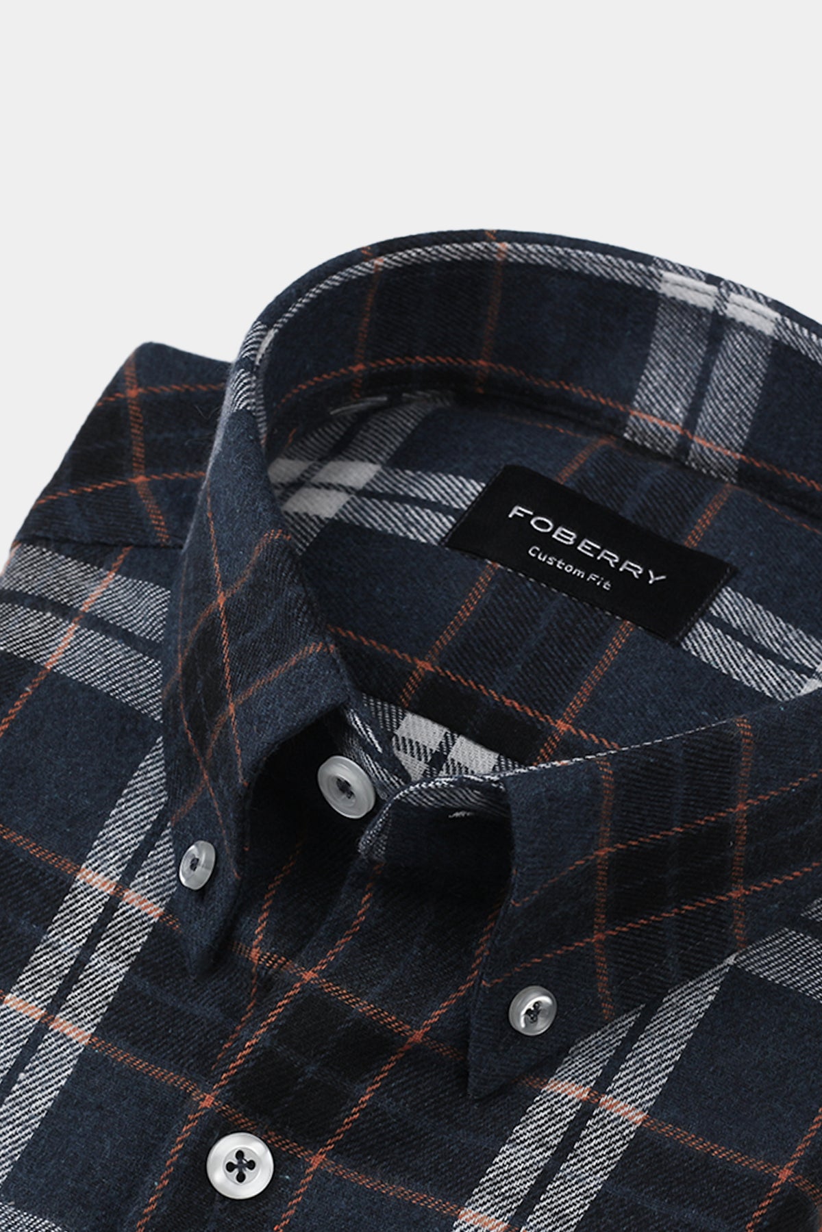 Orange Midnight Blue Tartan Winter Flannel Shirt