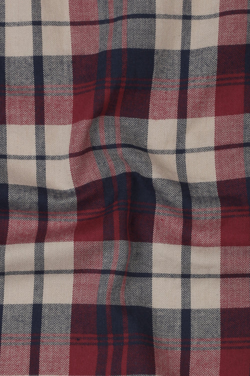 Beige Blue Tartan Winter Flannel