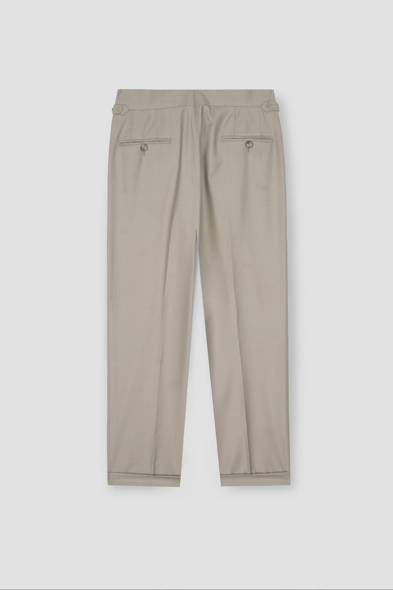 Lime Beige Tropical Wool Blended Dress Pant