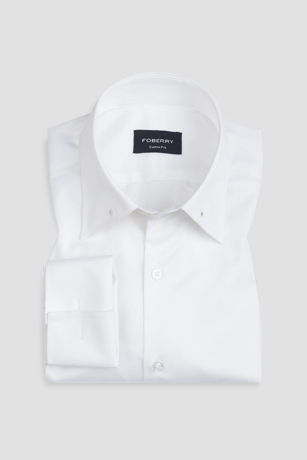 White Twill Pin Collar Shirt - Silver Pin