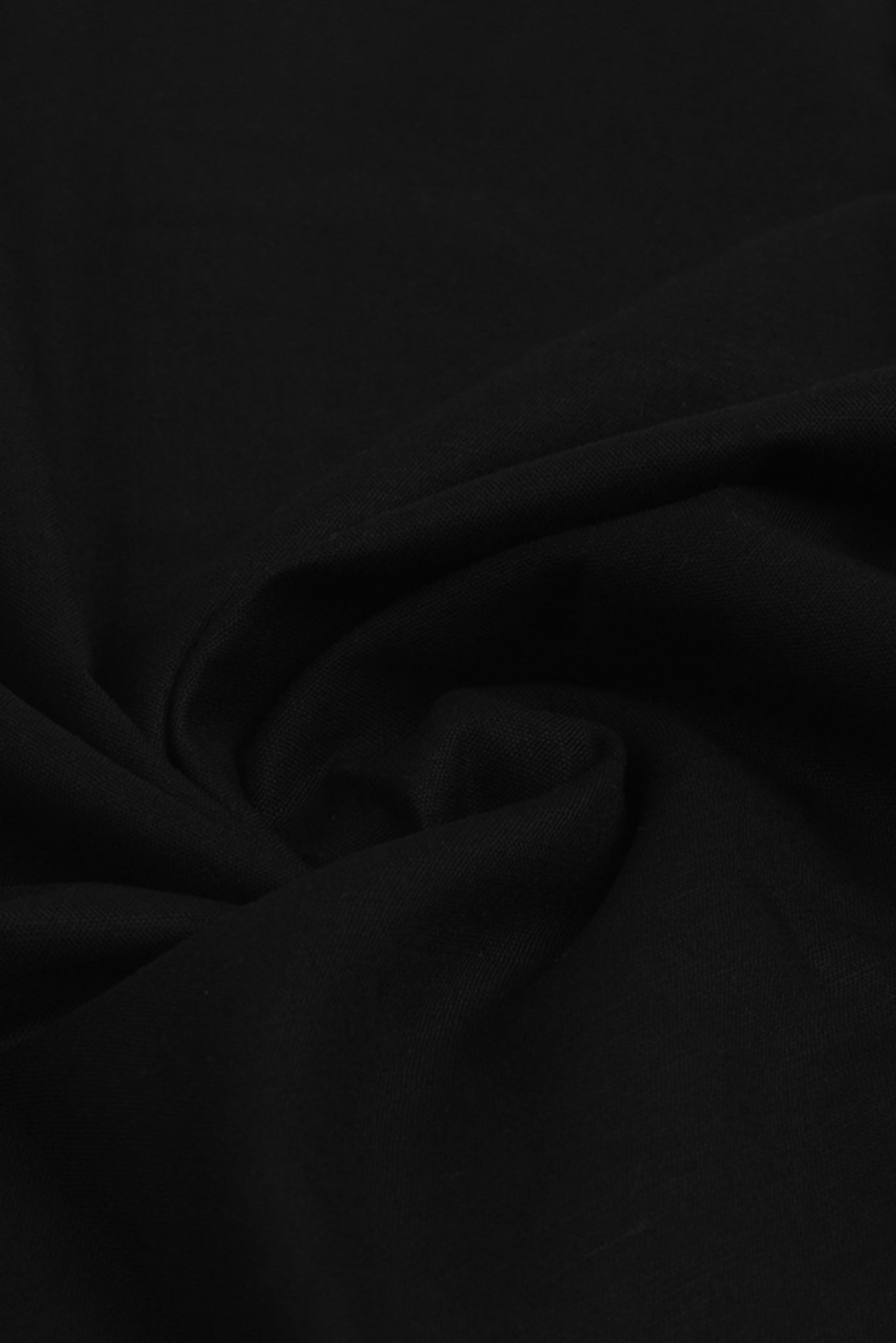 Black Linen Band Collar Shirt