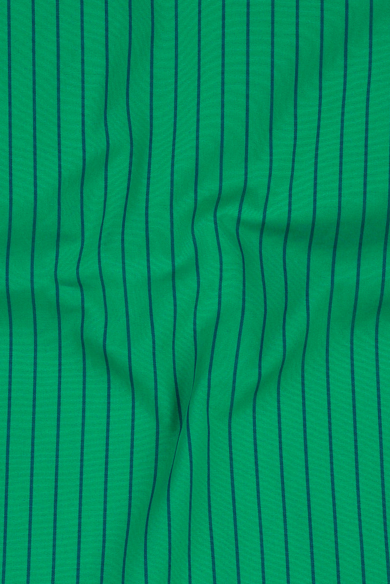Blue Pinstripes On Green Shirt