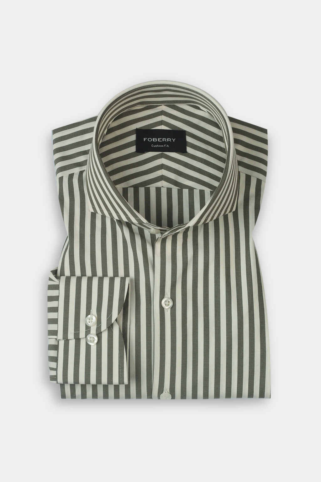 Olive Green Bengal Striped Shirt
