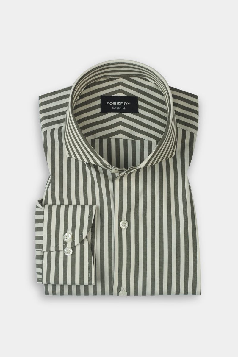 Olive Green Bengal Striped Shirt