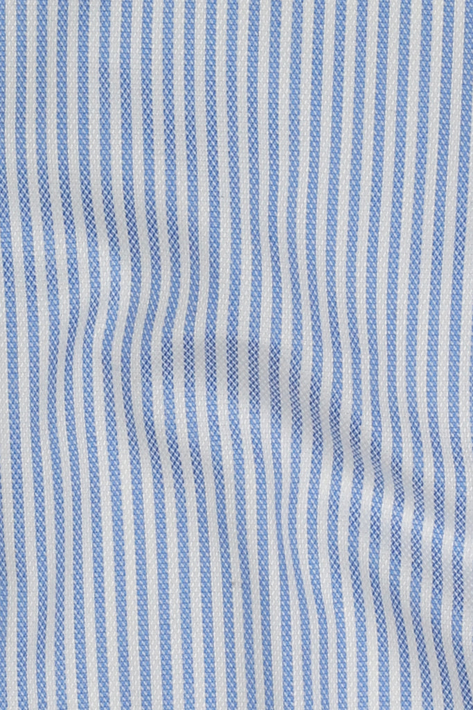 Crisp Sky Blue Structured Candy Stripes Shirt - Easy Care
