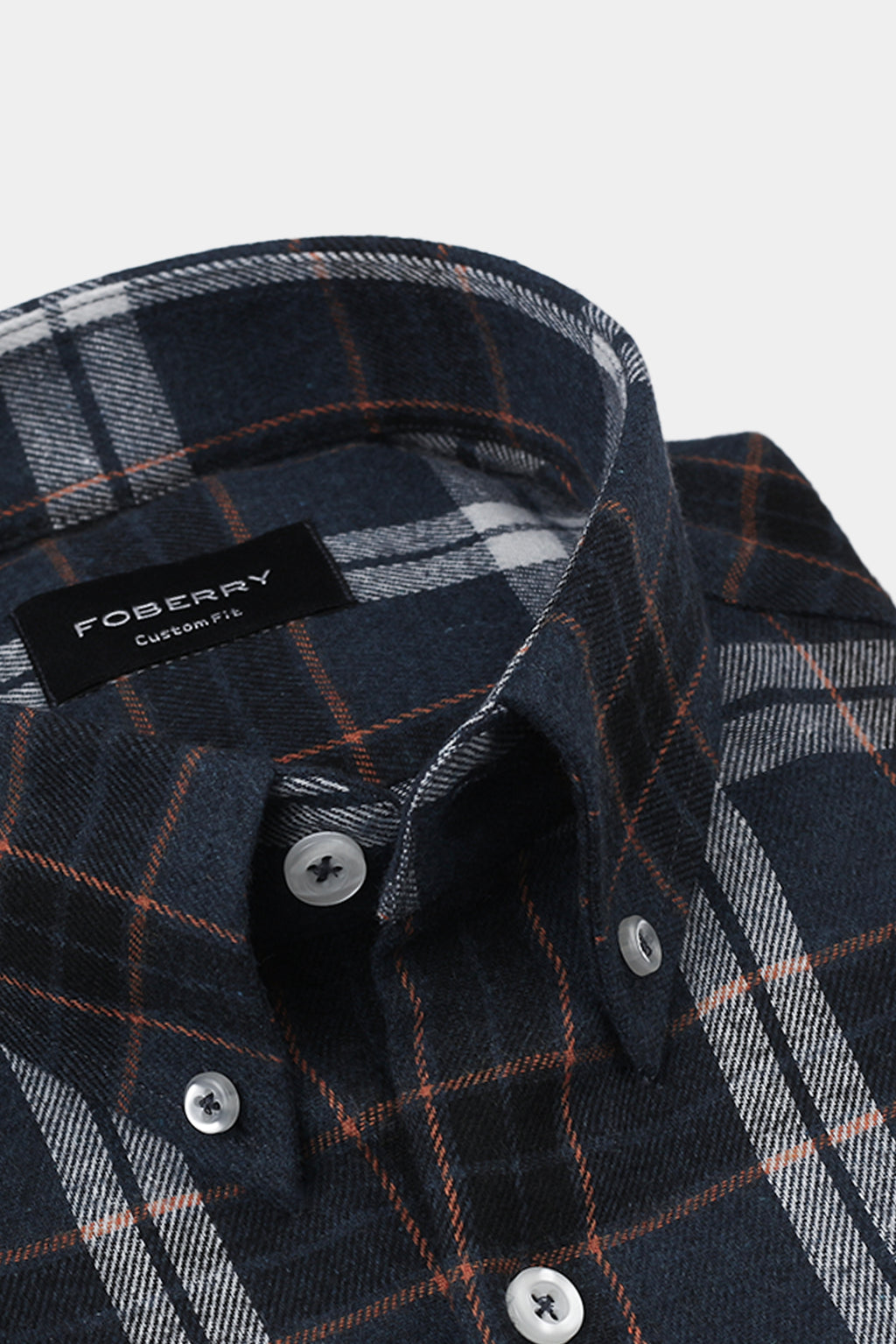 Orange Midnight Blue Tartan Winter Flannel Shirt