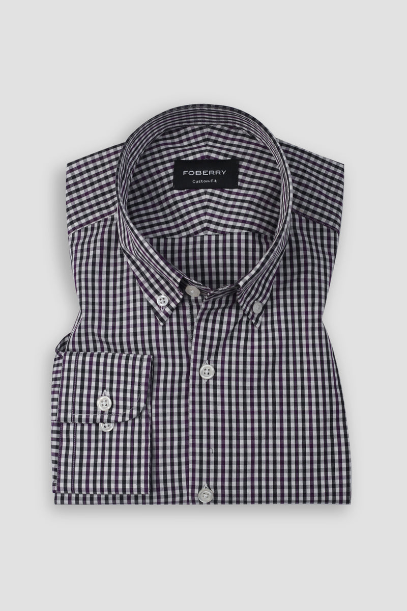 Magenta & Black Gingham Shirt