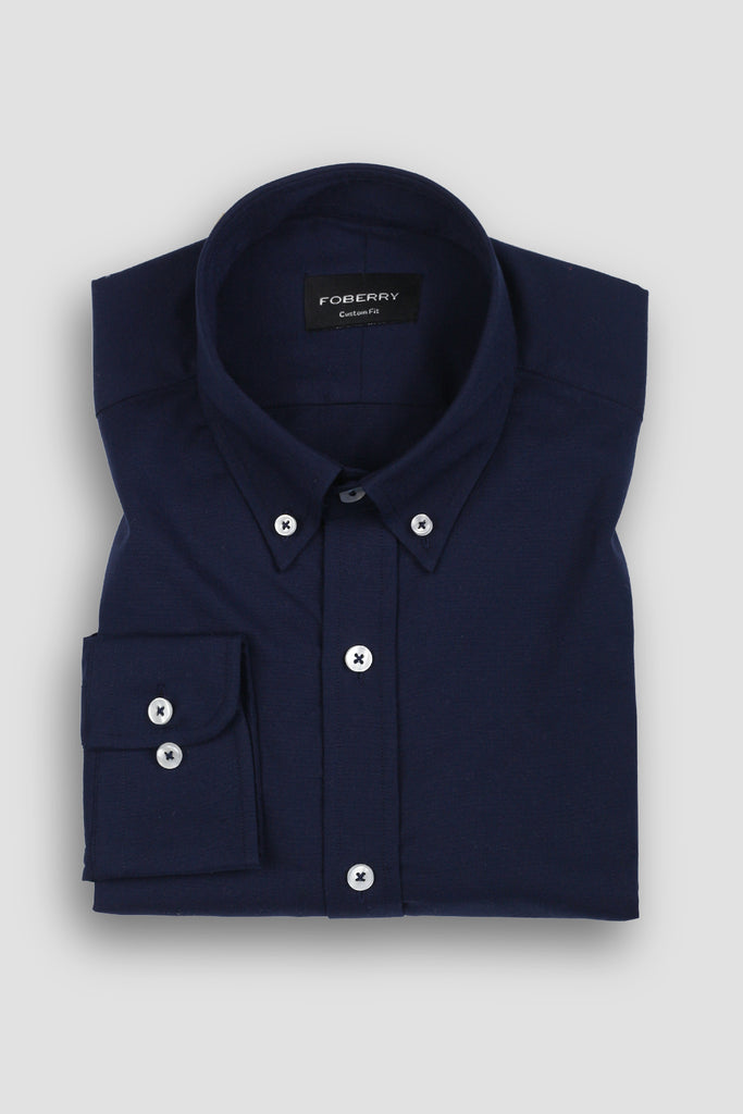 Crisp Navy Blue Oxford Shirt