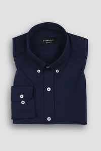 Crisp Navy Blue Oxford Shirt