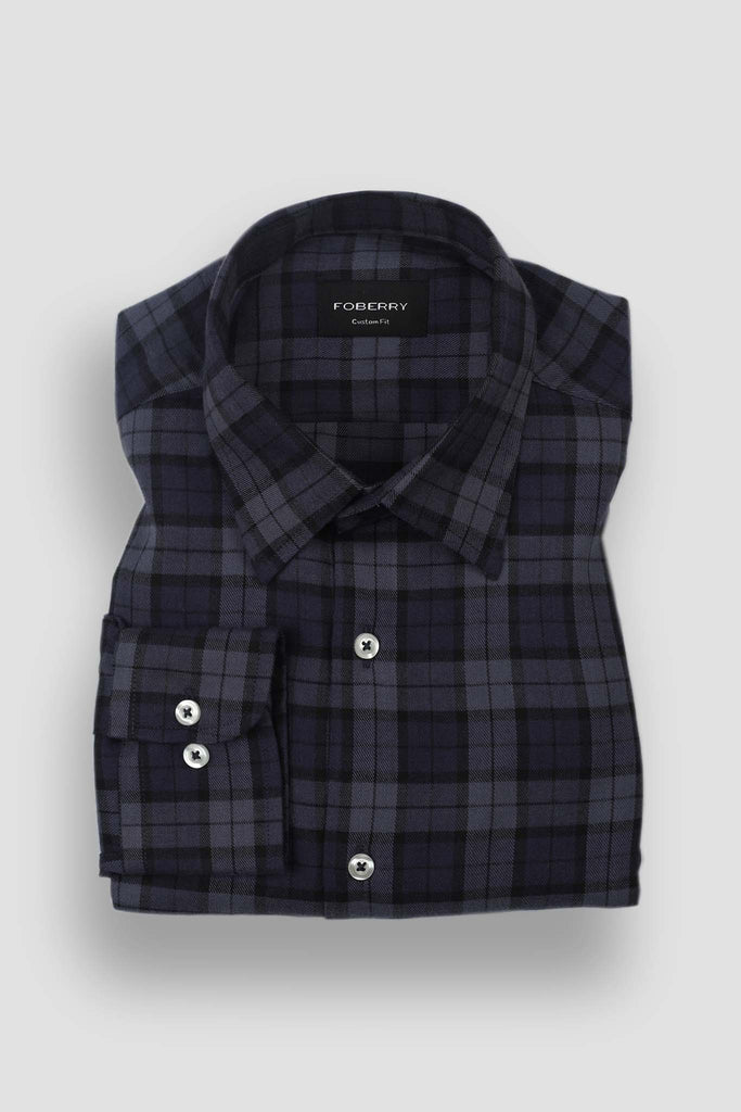 Muave Blue Tartan Winter Flannel Shirt