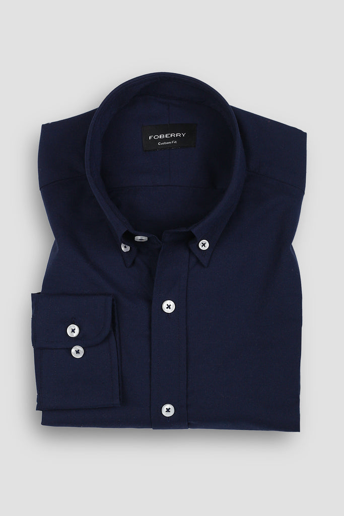 Crisp Navy Blue Oxford Shirt