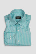Aqua Blue Egyptian Twill Striped Shirt