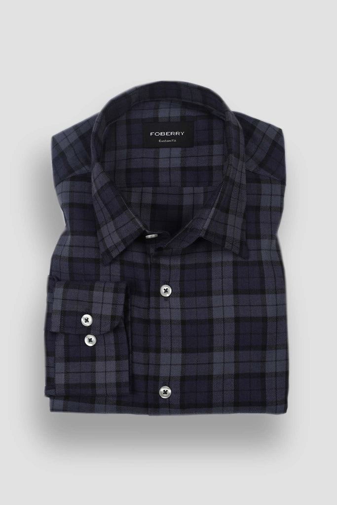 Muave Blue Tartan Winter Flannel Shirt