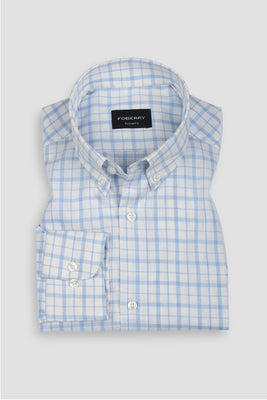 Sky Blue Tartan Linen Shirt