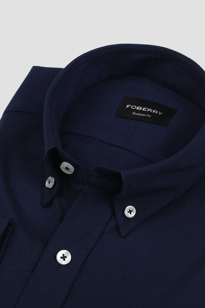 Crisp Navy Blue Oxford Shirt