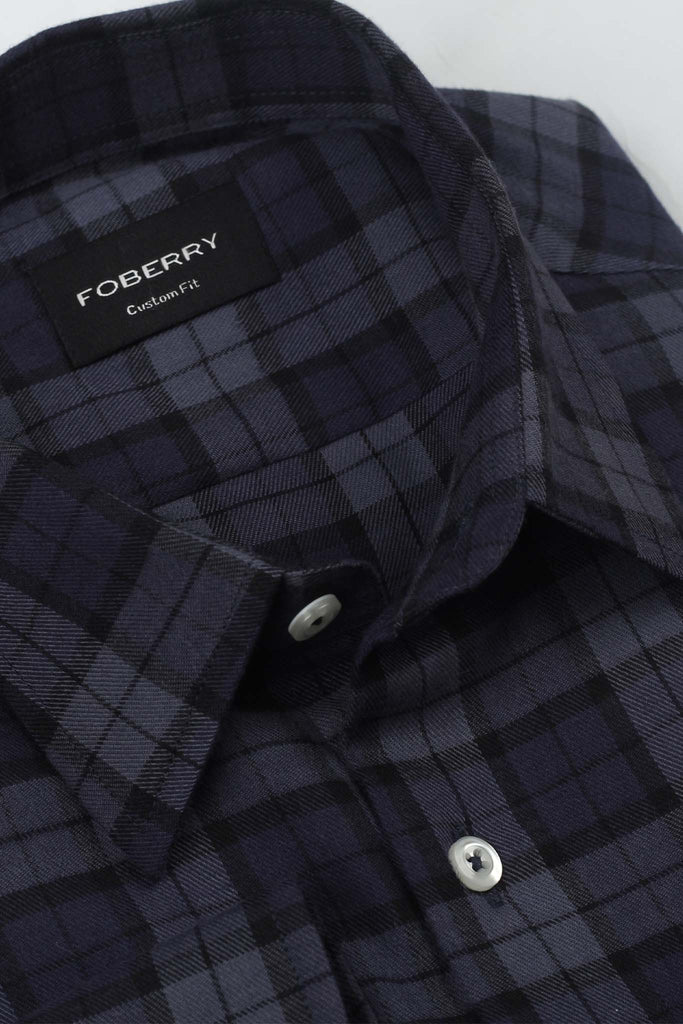 Muave Blue Tartan Winter Flannel Shirt